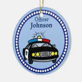 Persoonlijke kerstversiering van politieauto's keramisch ornament (Links)