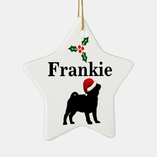 Persoonlijke kerstversiering van Pug Dog Keramisch Ornament (Rechts)