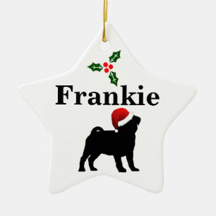 Persoonlijke kerstversiering van Pug Dog Keramisch Ornament