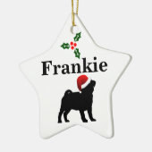 Persoonlijke kerstversiering van Pug Dog Keramisch Ornament (Links)