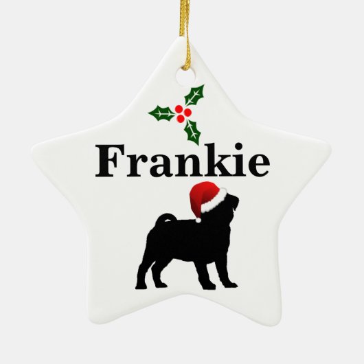 Persoonlijke kerstversiering van Pug Dog Keramisch Ornament (Achterkant)