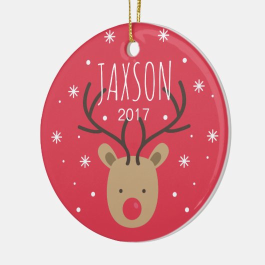 Persoonlijke kerstversiering van rendierporselein keramisch ornament (Links)