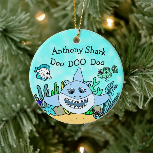 Persoonlijke kerstversiering voor de Baby Shark Fa Keramisch Ornament (Boom)