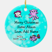 Persoonlijke kerstversiering voor de Baby Shark Fa Keramisch Ornament (Achterkant)