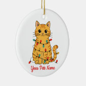 Persoonlijke Kerstversiering voor Kat Keramisch Ornament (Rechts)