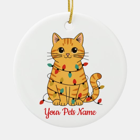 Persoonlijke Kerstversiering voor Kat Keramisch Ornament (Voorkant)