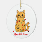 Persoonlijke Kerstversiering voor Kat Keramisch Ornament (Links)