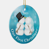 Persoonlijke kerstversiering voor Pas getrouwd Keramisch Ornament (Rechts)