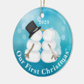 Persoonlijke kerstversiering voor Pas getrouwd Keramisch Ornament (Links)