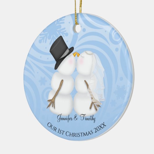 Persoonlijke kerstversiering voor Pas getrouwd Keramisch Ornament (Links)