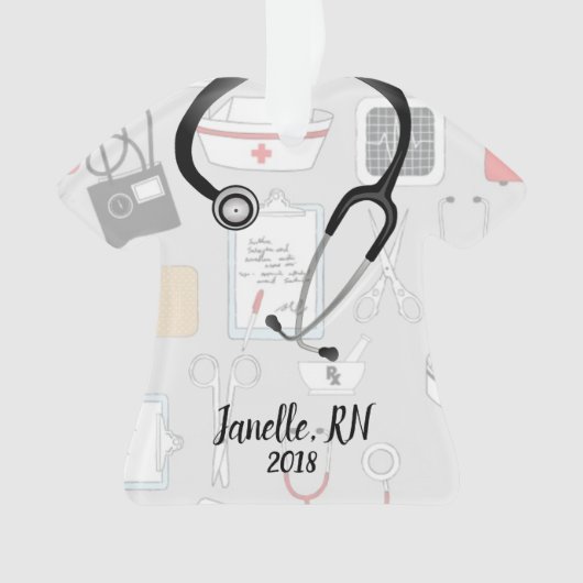 Persoonlijke kerstversiering voor verpleegsters ornament (voorkant)