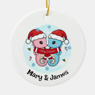 Persoonlijke Kerstversiering Zeepaarden Koppel Keramisch Ornament