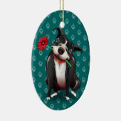 Persoonlijke kerstversieringen in Pitbull | Blauw Keramisch Ornament (Rechts)