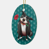 Persoonlijke kerstversieringen in Pitbull | Blauw Keramisch Ornament (Links)