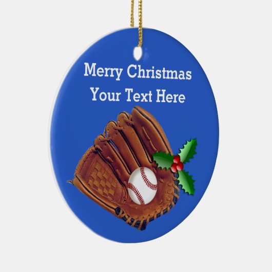 Persoonlijke kerstversieringen met honkbal keramisch ornament (Rechts)