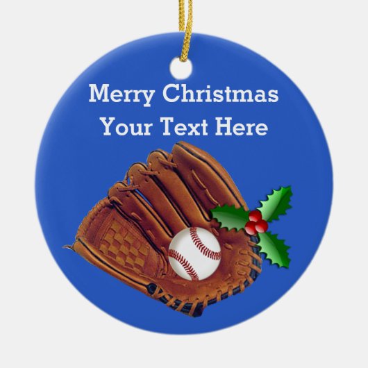 Persoonlijke kerstversieringen met honkbal keramisch ornament (Voorkant)