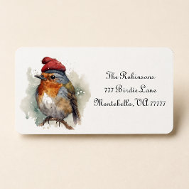 Persoonlijke kerstverzending met roodborstje etiket