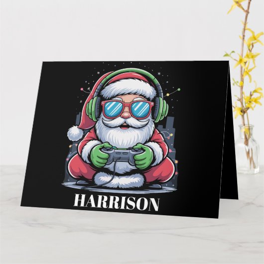 Persoonlijke Kerstvideo Game Santa Kerstmis Kaart (Gele Bloem)