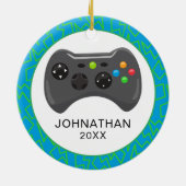 Persoonlijke kerstvideokeuk keramisch ornament (Achterkant)