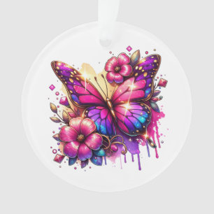 Persoonlijke Kerstvlinder en Bloemen Ornament