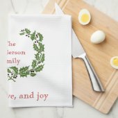 Persoonlijke kerstvredeliefde - Joy Wreath Theedoek (Quarter Fold)