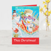 Persoonlijke kerstwens voor kleine zus kaart (Gele Bloem)