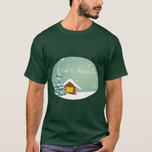 Persoonlijke kerstwinterscène t-shirt (Voorkant)
