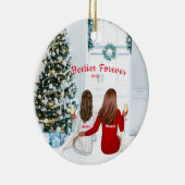 Persoonlijke kerstzussen Besties Feestdagen C Keramisch Ornament (Rechts)