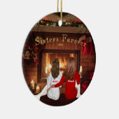 Persoonlijke kerstzussen Besties Feestdagen Keramisch Ornament (Rechts)