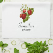 Persoonlijke keukenhanddoek met aardbeien (Gevouwen)