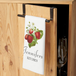 Persoonlijke keukenhanddoek met aardbeien