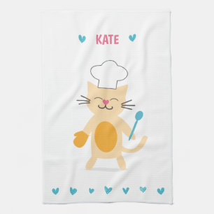 Persoonlijke Keukenhanddoek met Chef Kat