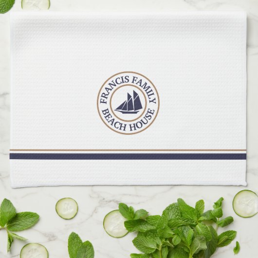 Persoonlijke keukenhanddoek voor de zweefboot Logo (Gevouwen)