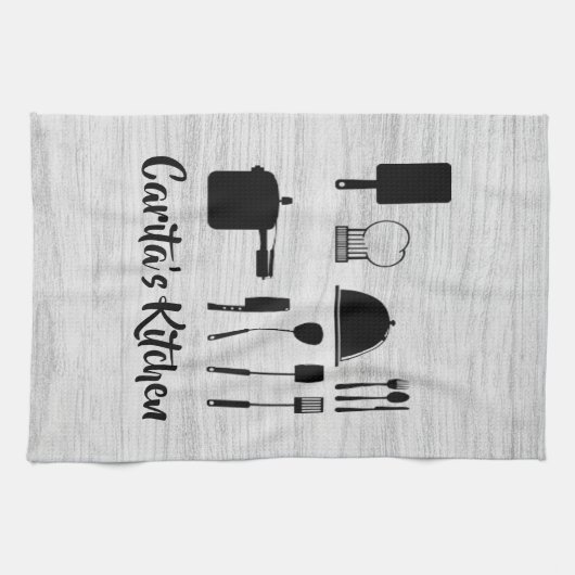 Persoonlijke keukenhanddoeken voor witte houten te (Horizontaal)