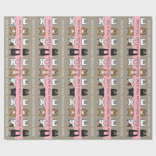 Persoonlijke keukenkatten cadeaupapier (Vlak)