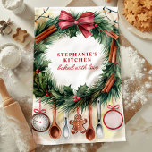 Persoonlijke keukenmessen Kerstkrans Theedoek