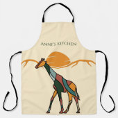 Persoonlijke Keukennaam Giraffe Boho Moeder Cadeau Schort (Voorkant)