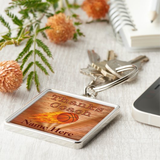 Persoonlijke Keychains Basketball COACH Cadeauidee Sleutelhanger (Zijkant)