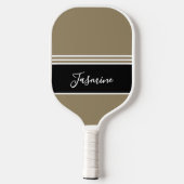 Persoonlijke Khaki Aardse Neutrale Aangepaste Naam Pickleball Paddle (Achterkant)