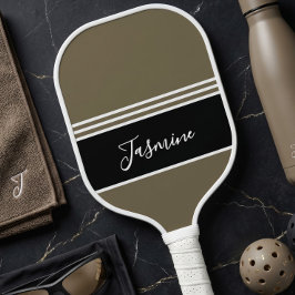 Persoonlijke Khaki Aardse Neutrale Aangepaste Naam Pickleball Paddle