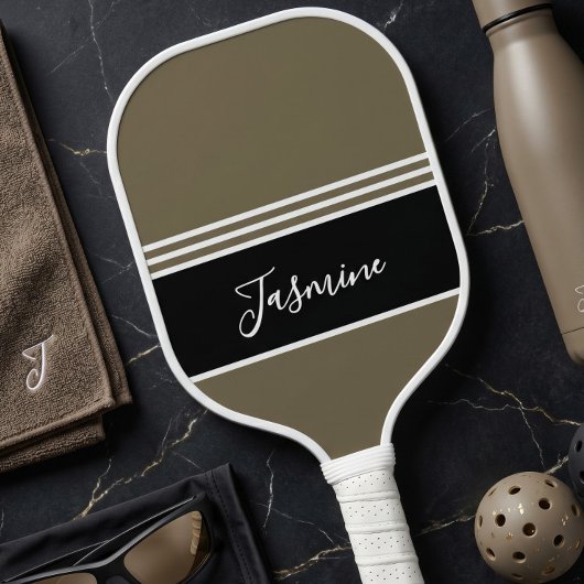 Persoonlijke Khaki Aardse Neutrale Aangepaste Naam Pickleball Paddle