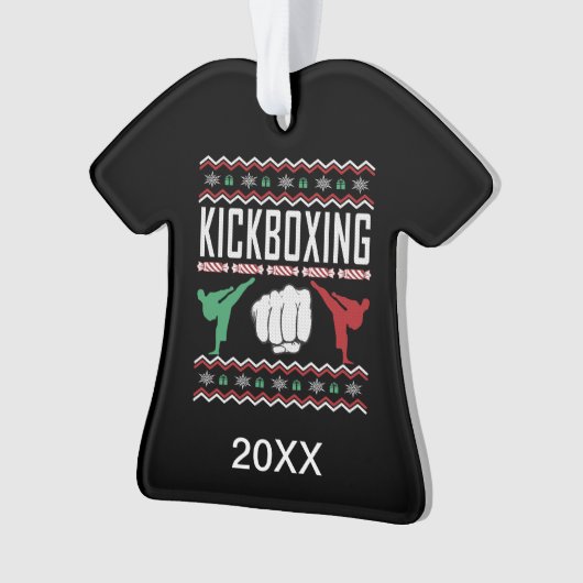 Persoonlijke kickboxing Ugly KerstSweater Ornament (voorkant)