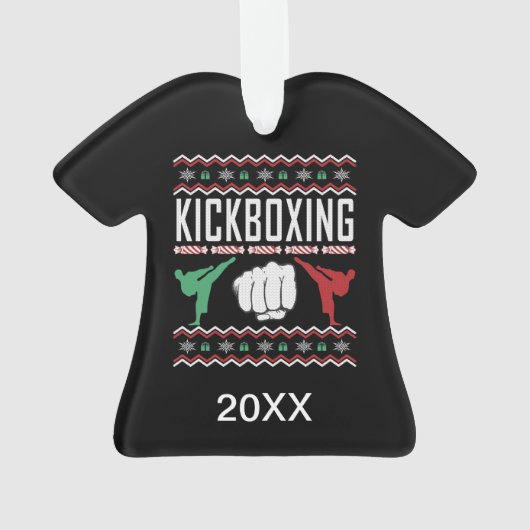 Persoonlijke kickboxing Ugly KerstSweater Ornament (achterkant)