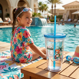 Persoonlijke Kids Beachcomber Kat Acryl Drinkbeker