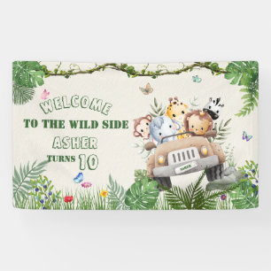 Persoonlijke Kids Safari Verjaardag Welkomstbanner Spandoek