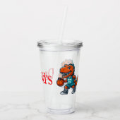 Persoonlijke Kids T-Rex Basketbal Acryl Drinkbeker (Achterkant)