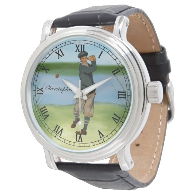 Persoonlijke  kijk Golfer Golf Horloge (Gekanteld)