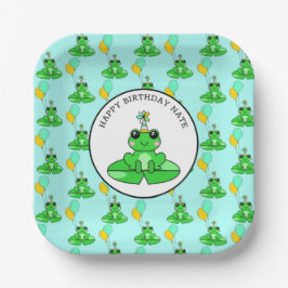 Persoonlijke kikker gefeliciteerd met je verjaarda papieren bordje