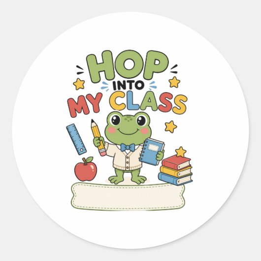 Persoonlijke Kikker Leraar Klas Sticker (Voorkant)