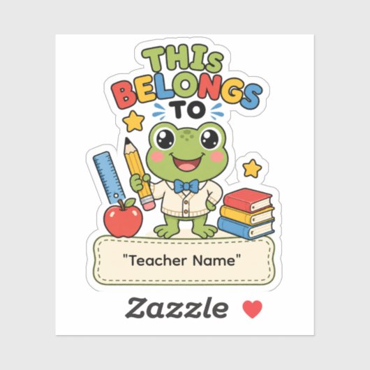Persoonlijke Kikker Schoolnaam Sticker (Vel)